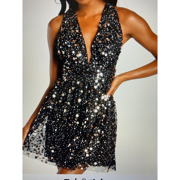 Lulus Dresses & Skirts - NWT Last TWO Final $$   Shine On You Black Sequin Mini Skater Dress  Small